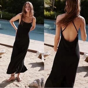 NWOT Free People Beach Moss Midi Dress Textured Black Medium